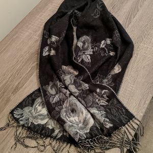 Black & Gray Floral Scarf
